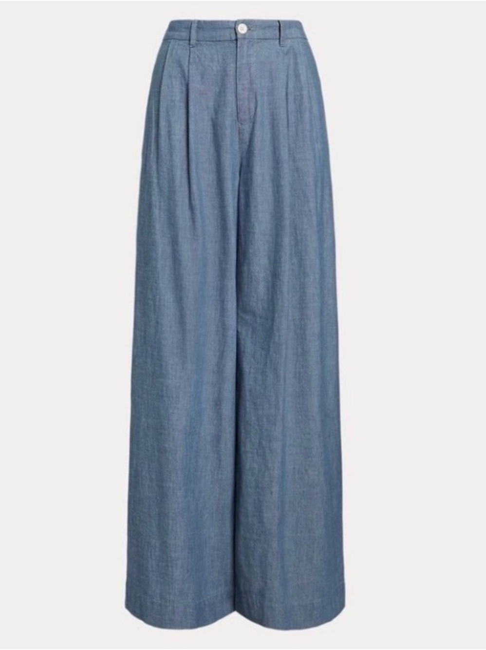 Ralph Lauren Chambray Pleated Wide-Leg Jeans
